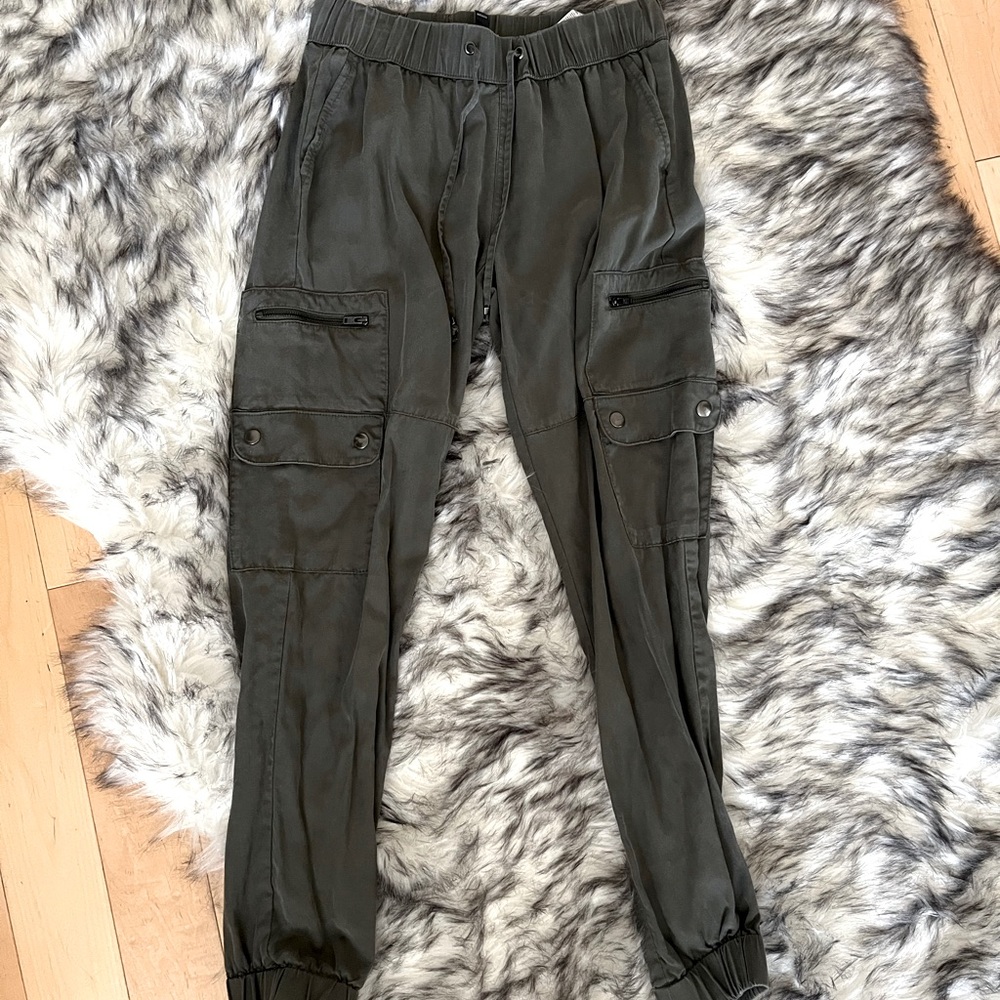 Olive Green Trouser Pants With Zipper Pocket Cargo Banana Republic